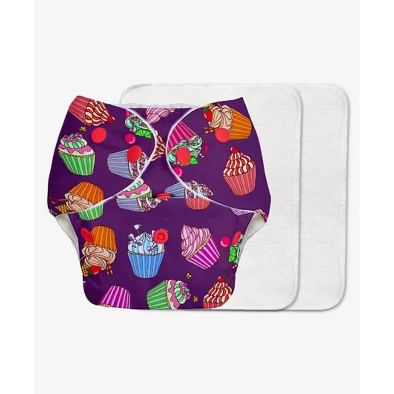 Super Bottoms Basic Reusable Cloth Diaper Cupcake Print- Multicolor