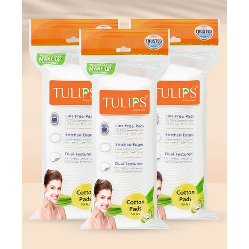 Tulips Cotton Pads Pack of 3 – 50 Pieces Each