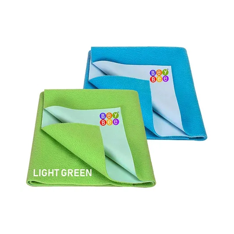 BeyBee Cotton Baby Bed Protecting Mat Pack of 2 (Light Green & Firoza Large)