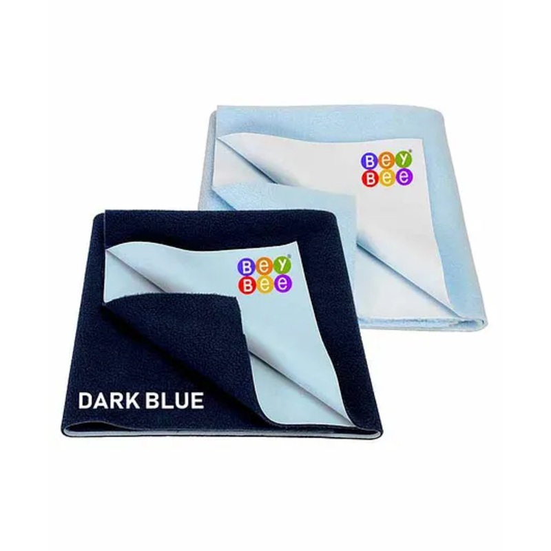 BeyBee Water Resistant Bed Protector Baby Dry Sheet with Ultra absorbance Small – Dark Blue & Blue
