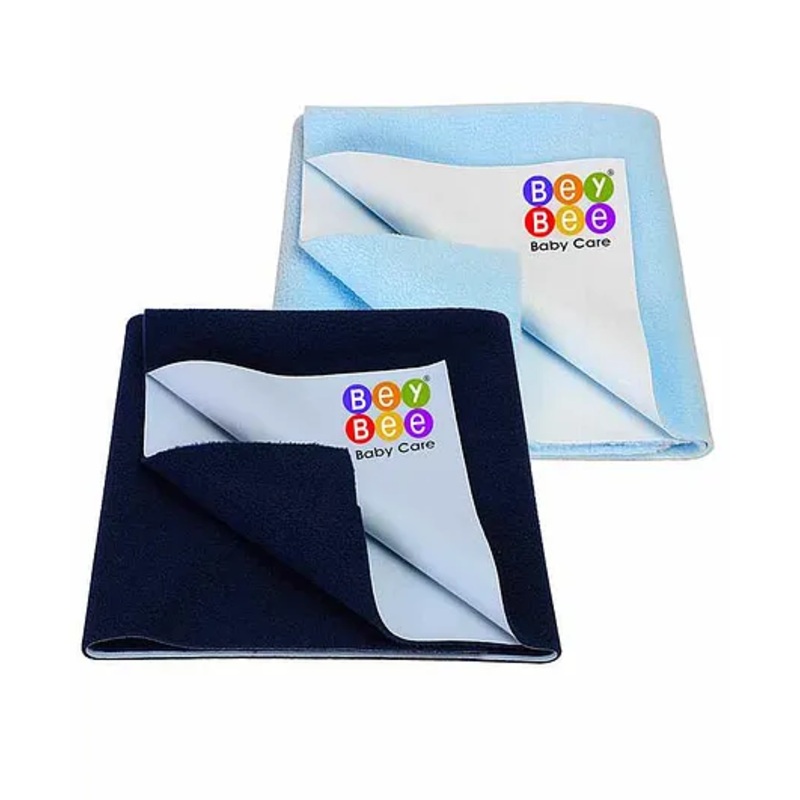 BeyBee Waterproof Combo Bed Protector Sheet Large Combo of 2 – BlueDark Blue