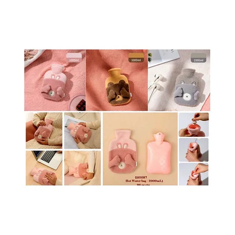 COMERCIO Hot Water Bag with Cute Cartoon Design Soft Cover for Pain Relief (Color & Design May Vary) – 1000ml