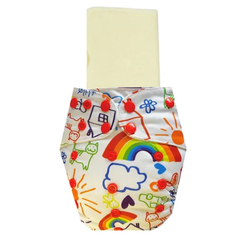 Dumbledo Cloth Diaper Eco-Friendly Reusable Adjustable Free Size Leak Proof Quick Dry Unisex With Insert Pack of 1 – White