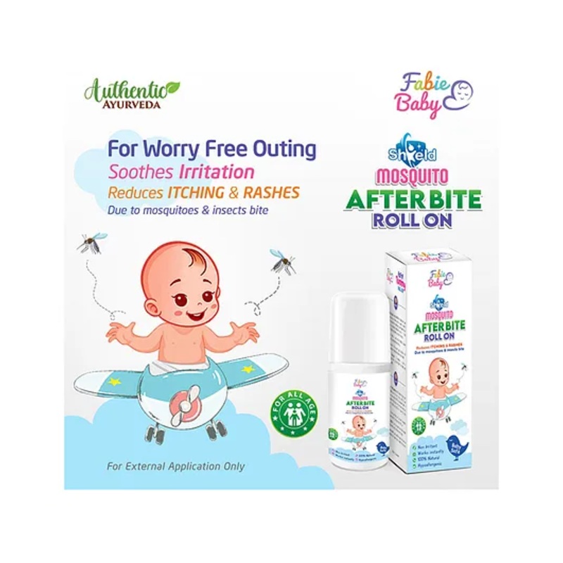 Fabie Baby Natural Shield Mosquito After Bite Roll On 3 Way Protection from Mosquitoes Fleas and Ants (40ml) – Pack of 2