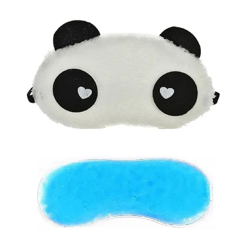 Jenna White Heart Panda Face Sleeping Eye Mask With Cooling Gel – White