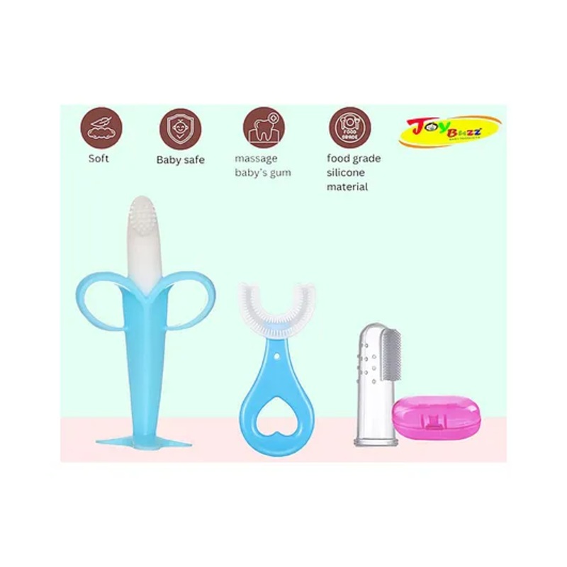 Joy Buzz Silicone  Toothbrushes Pack Of 3 – Pink