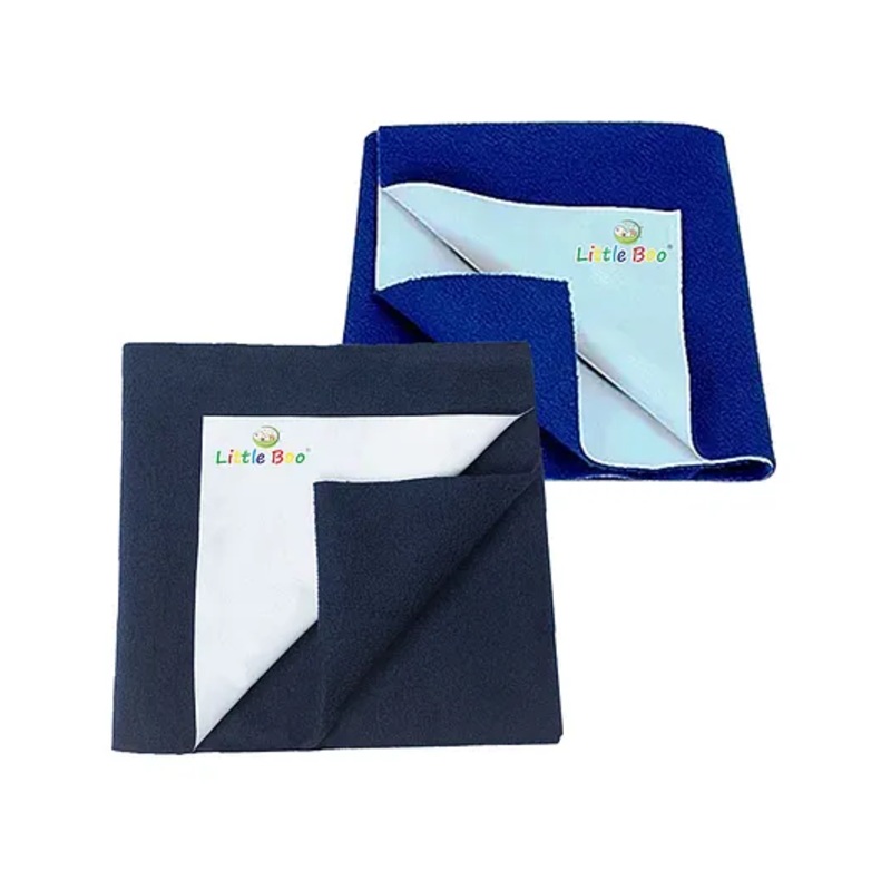 Little Boo Instadry Baby Bed Protector Sheet, Waterproof, small L 70 x B 50cm, Pack of 2 -RoyalBlue & NavyBlue