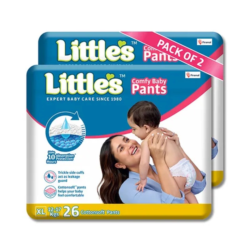 Little’s Cotton Soft Baby Diaper Pants with Leakage Guard Pack of 2 Size XL – 52 Diapers