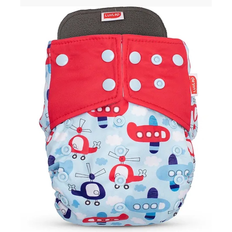 LuvLap Reusable Baby Cloth Diaper, Double Leak Guard, High Absorption, Quick Dry, Stain-Proof Comfort & Protection, Adjustable Waist & Height, Insert  Blue Ships