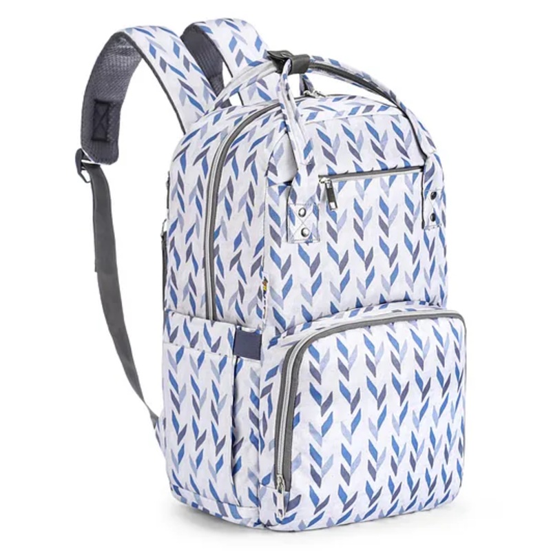 Multipurpose Diaper Backpack Box with Spotty Texture & Leaf Print – Off White