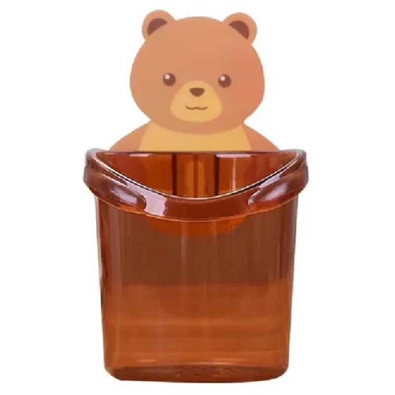 Ortis Toothbrush Holder Shelf Wall Mounted with Self Adhesive Teddy Bear Magic Sticker – Multicolour