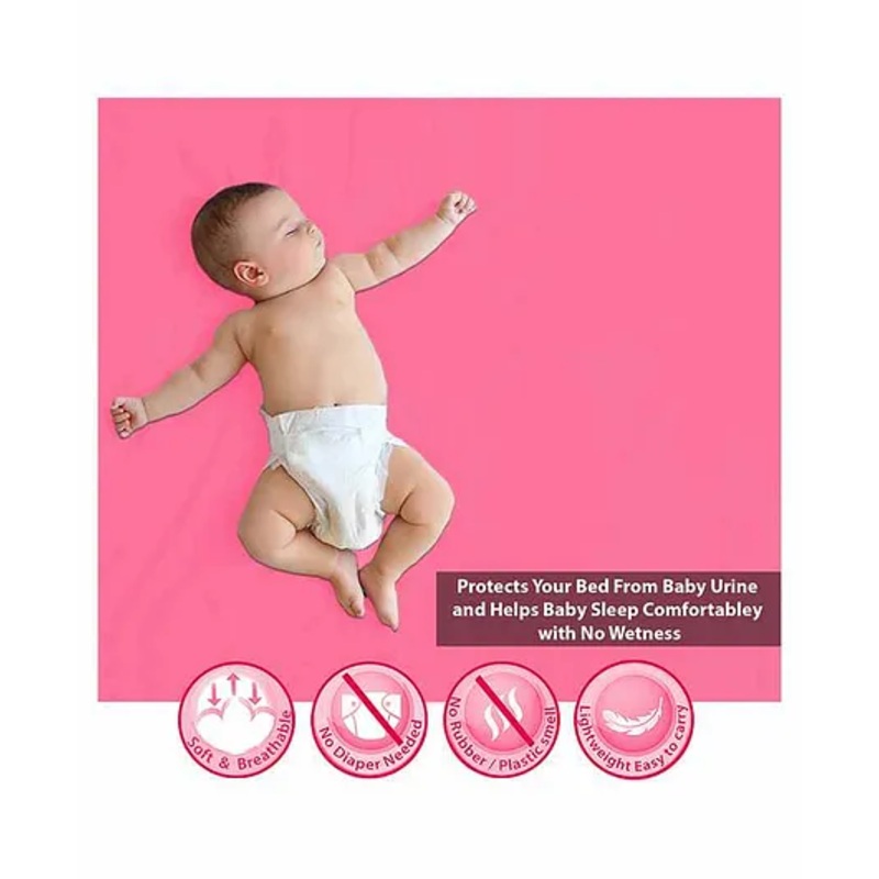 Polka Tots Premium Waterproof Baby Dry Sheet Bed Protector  Extra Large (140 x 200 CM, Pink)