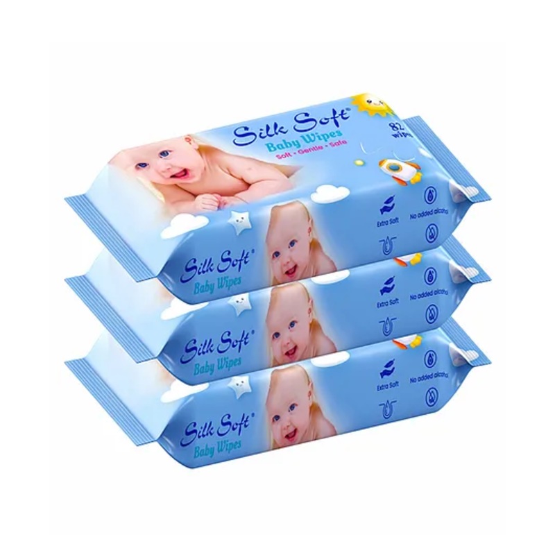 Silk Soft Baby Wet Wipes Without-Lid 82Pcs (Pack of 3)