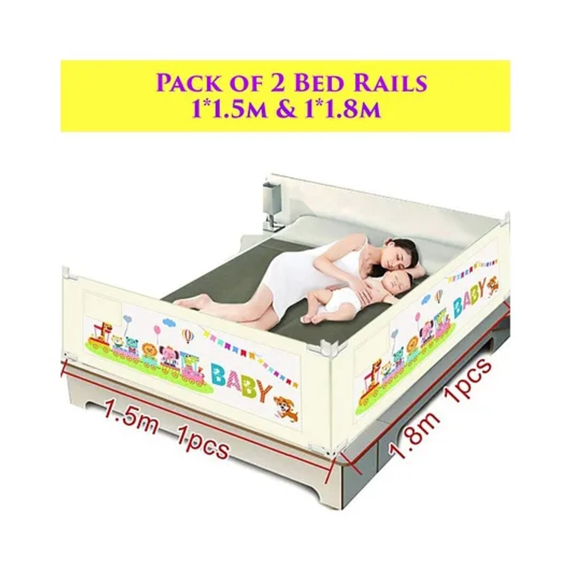 Syga Pack Of 2 Baby Bed Rail 1.8 m x 1 Piece & 1.5 m x 1 Piece – Cream