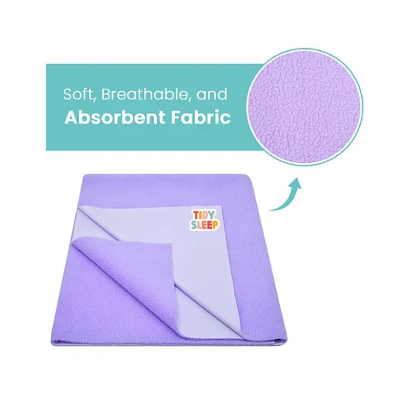 TIDY SLEEP Waterproof Baby Bed Protector Dry Sheet For New Born Babies- Babies Lilac (Small)