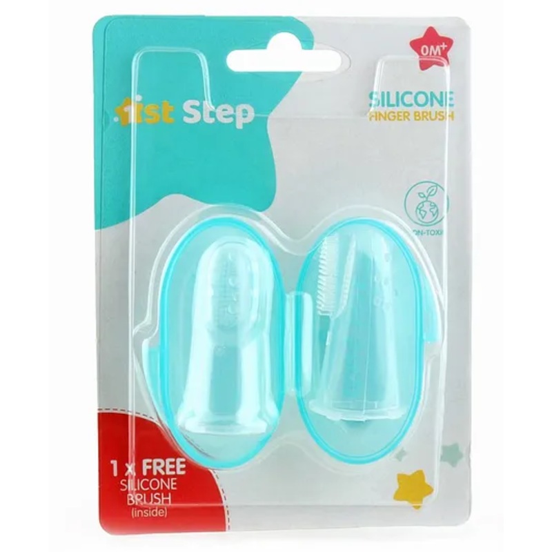 1st Step Silicone Finger Tooth Brush with Carry Case – Green