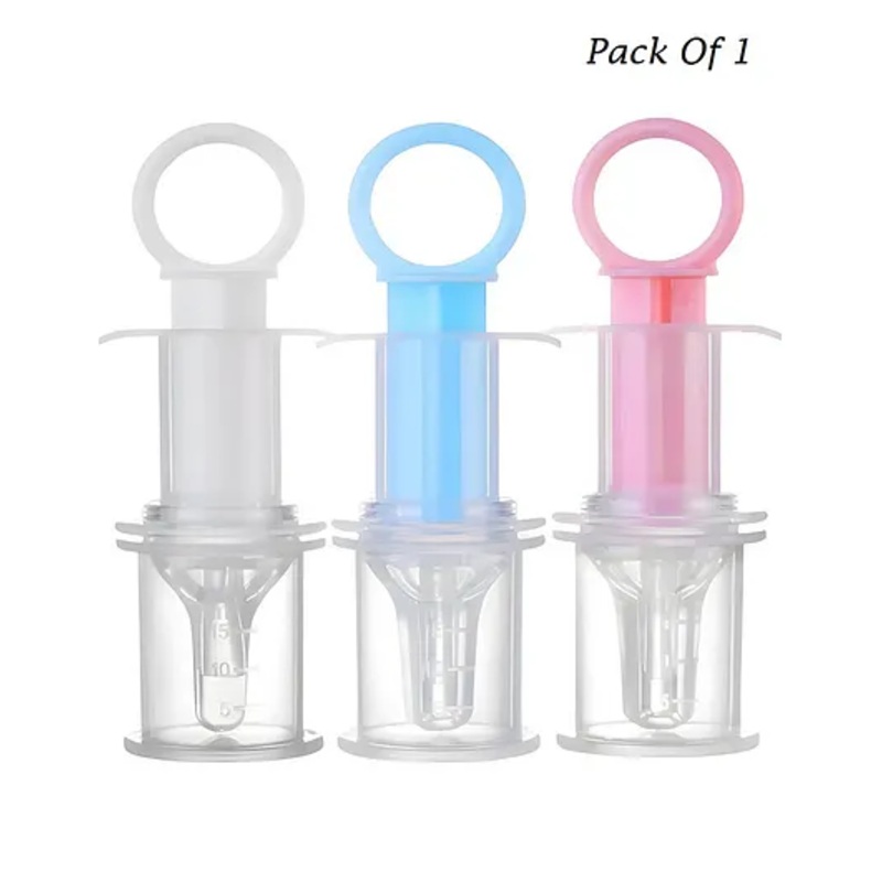 Baby Miniature Bpa Free Small Dose Feeder Silicone Pacifier Liquid Babys Medicine Dispenser with Oral Syringe – PACK OF 1 – COLOR MAY VARY