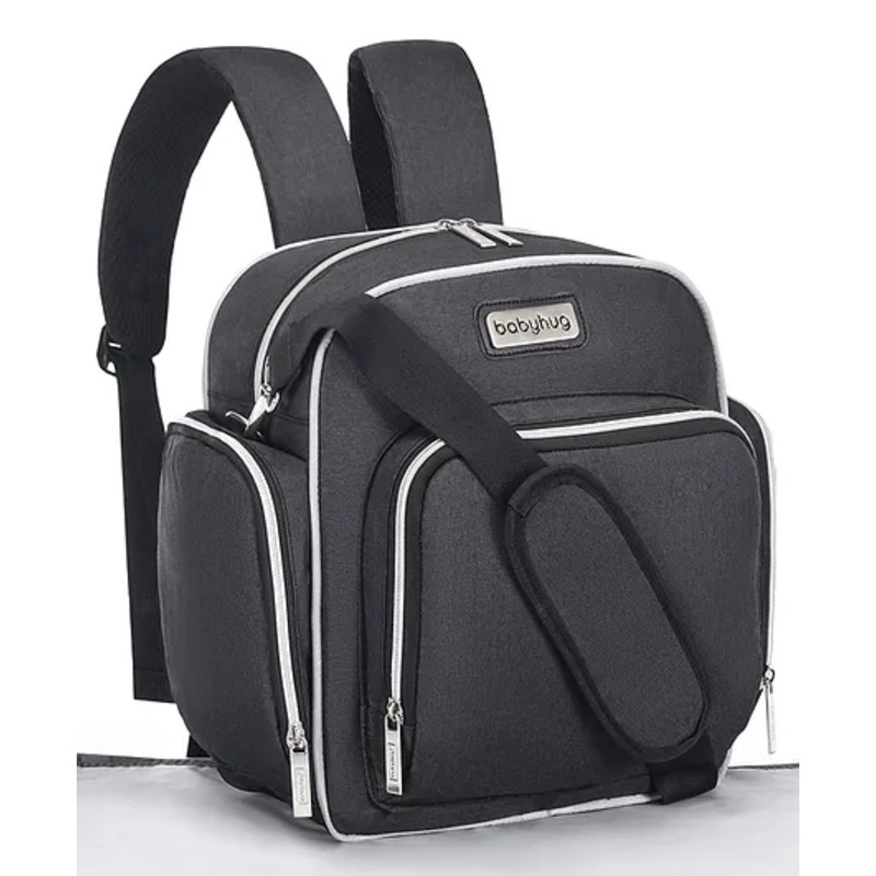 Babyhug Multipurpose Backpack Style Diaper Bag – Grey