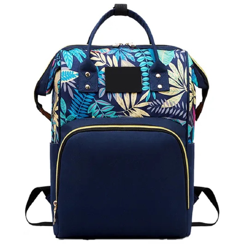 Babymoon Multifunction Backpack Style Maternity Leafy Print Diaper Bag – Blue