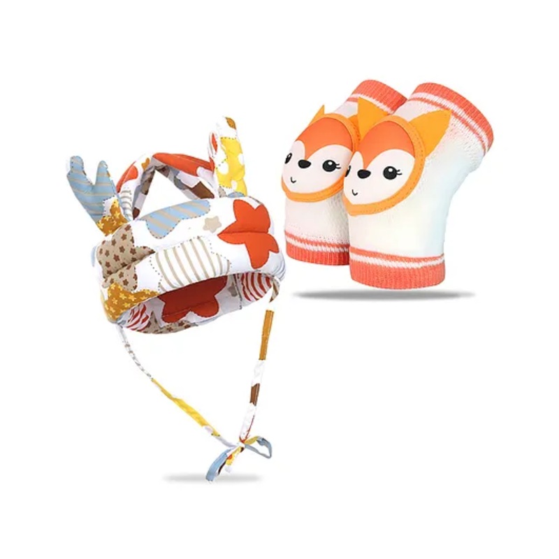 Bembika Baby Head Protector And Baby Knee Pads For Crawling & Elbow Safety Protector Combo Pack  – Orange