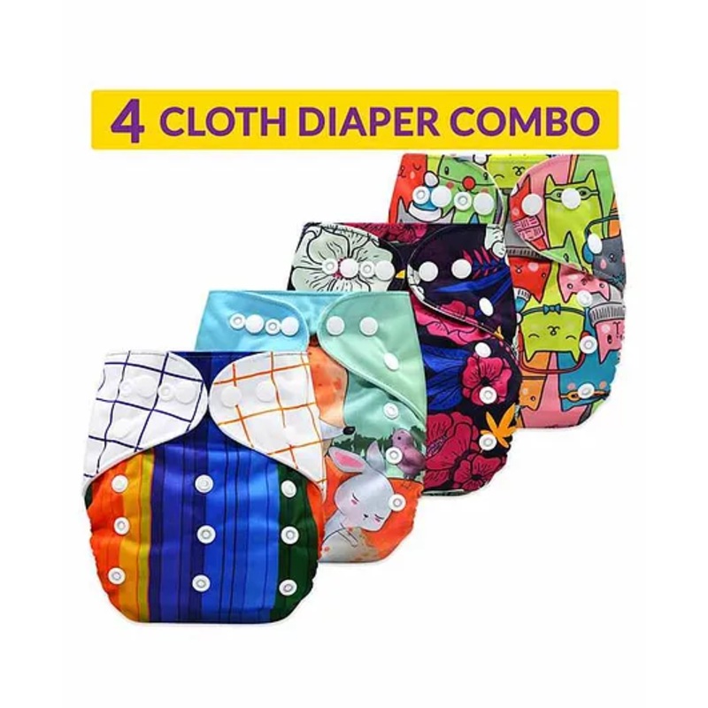 Bembika Printed Reusable Cloth Diapers Pack of 4 – Multicolor