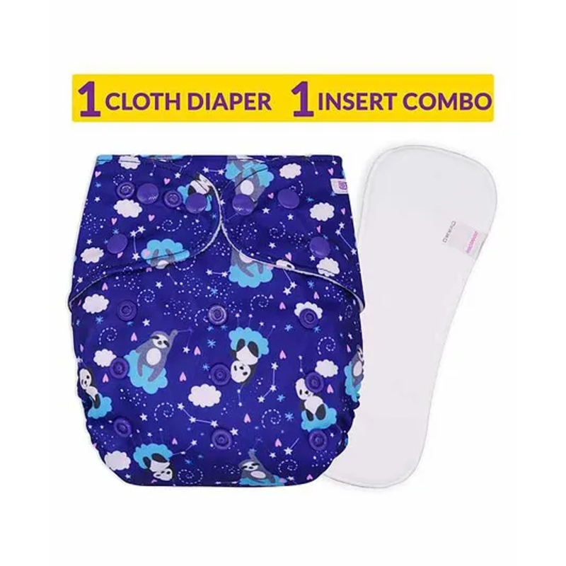 Bembika Reusable Cloth Diaper With Insert Animal Print – Baby Blue