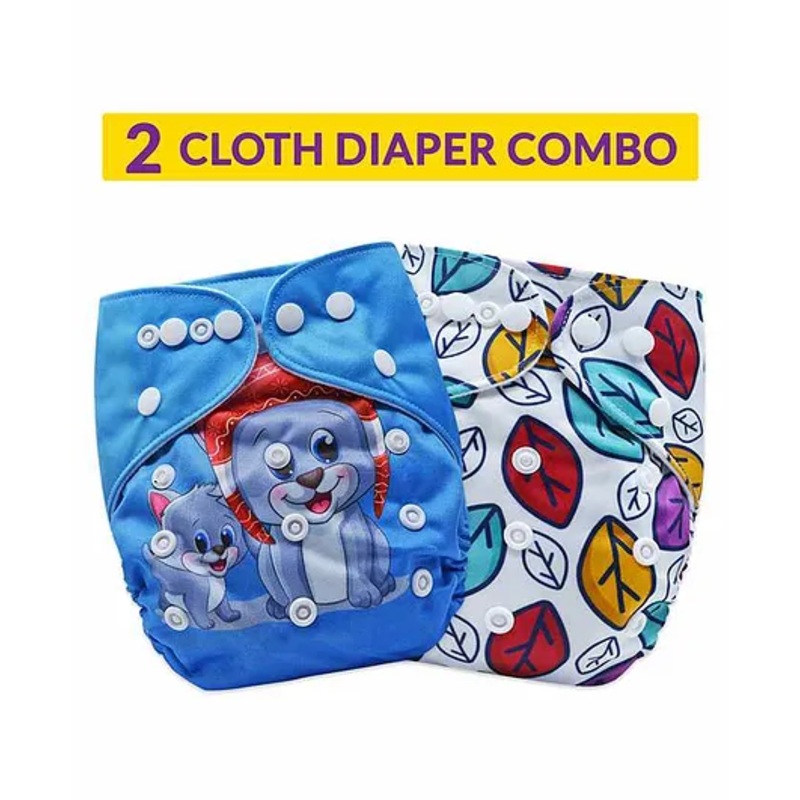 Bembika Reusable Cloth Diapers Animal Print Pack of 2 – Blue White