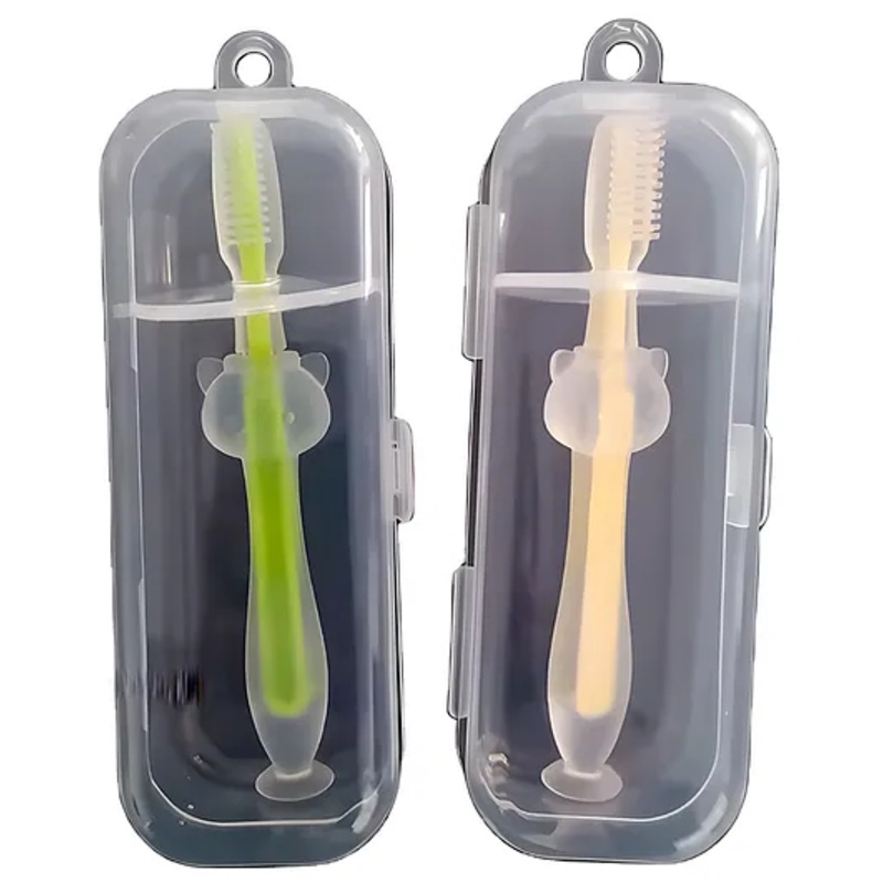 COZY VIBES BPA Free Kids silicone Teether Infant Newborn Animals Cartoon Teether Brush Tool Silicone Baby Training Toothbrush- Pack of 1- Colro May Vary