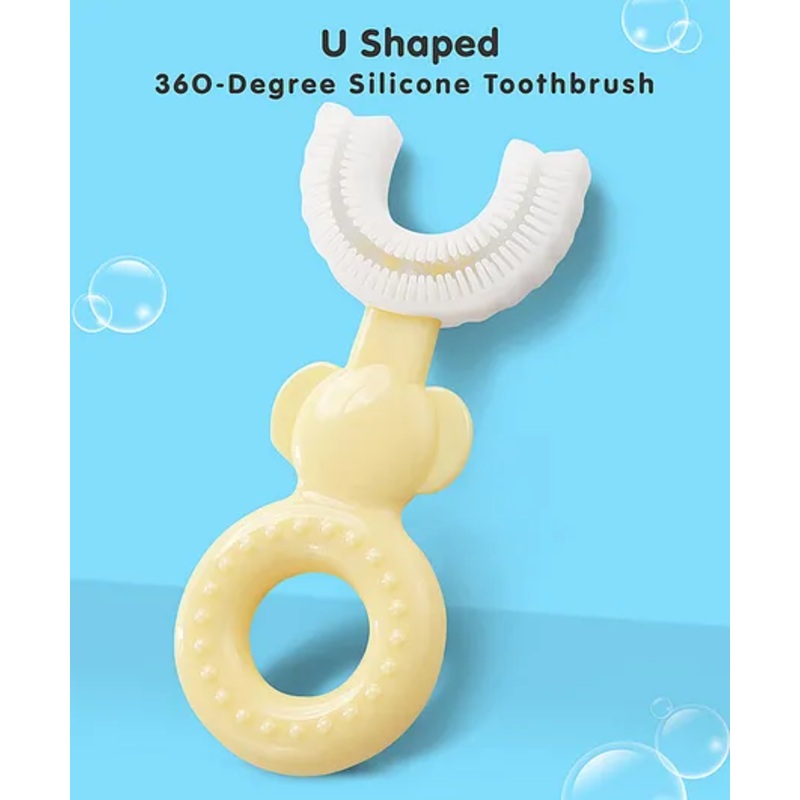 FANTASY INDIA Soft Sillicone U Shaped Head 360 Percent Toothbrush – Yellow