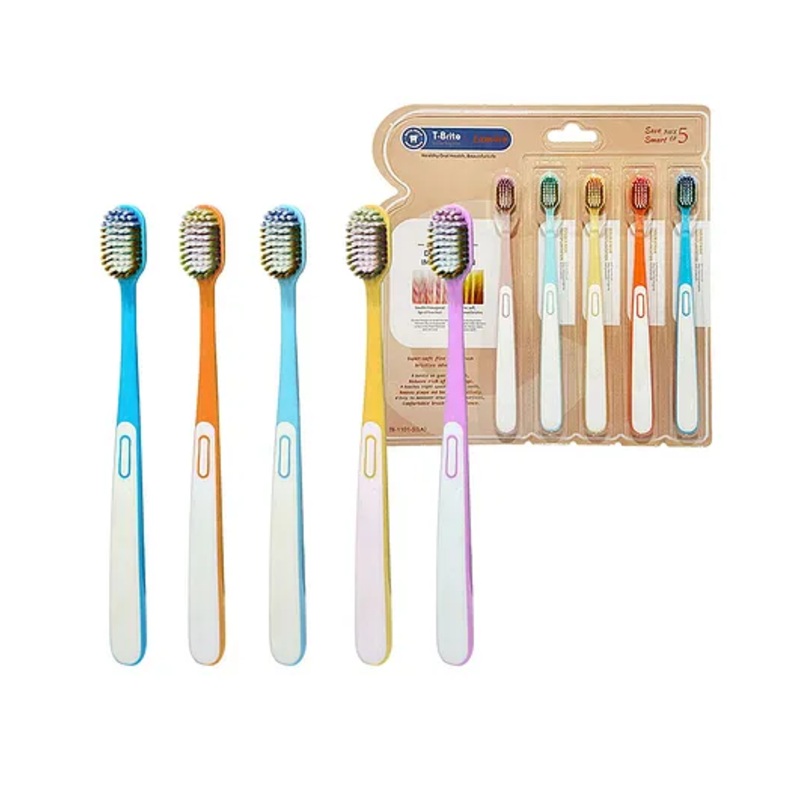FunBlast Soft Bristles Manual Tooth Brush Set for Kids & Adults  Pack of 5 Multicolor
