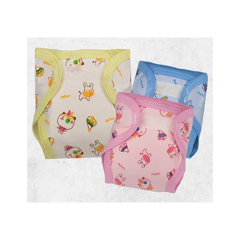 Lollipop Lane Hosiery Cloth Diaper with Velcro Closure and Muslin Lining – Large (Multicolor) (Pack of 3)