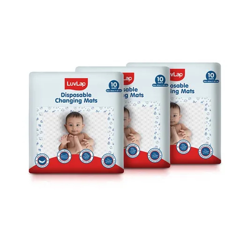 LuvLap Disposable Baby Underpad & Changing Mats, 30 Count, 60×60 cm Waterproof, Breathable, Non-Slip Backsheet, Hypoallergenic Baby Bed Protector Pads