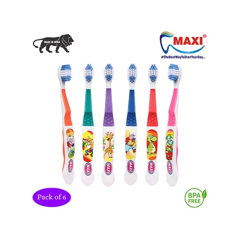 MAXI Dolls Junior Toothrushes Pack of 6 – Multicolour