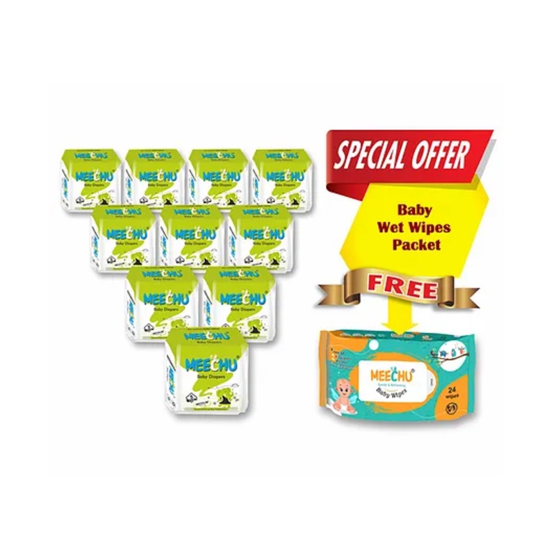 Meechu Medium Baby Diapers  Medium Pack of 10 – 50 Pieces