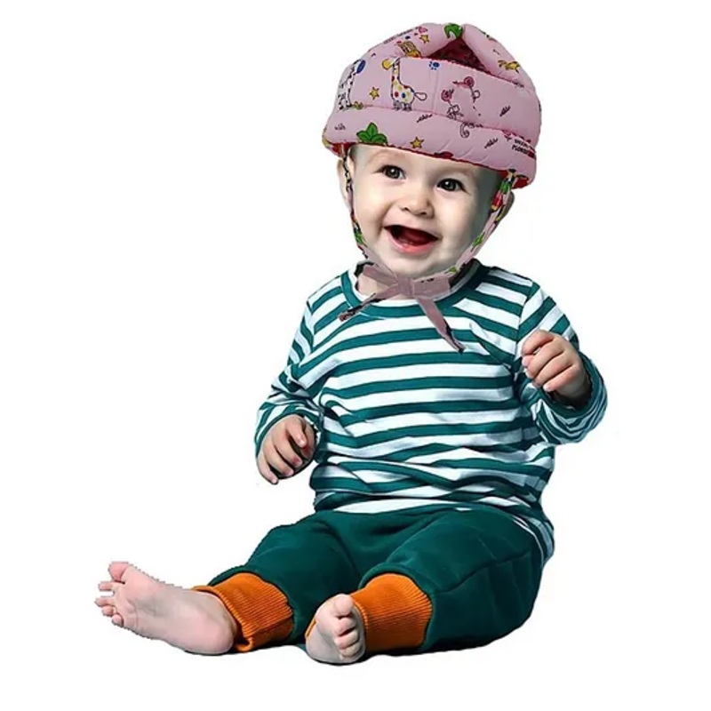 Mihar Essentials Adjustable Cushioned Baby Safety Helmet Pink Jungle-Colour & Design May Vary