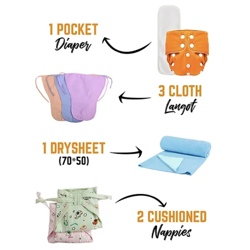 Moms Home Baby Care Nappy Combo Pack of 7 – Multicolour