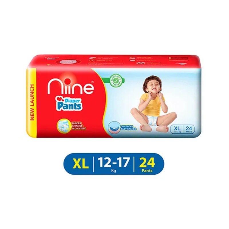 Niine Baby Diaper Pants Extra Large Size  for Overnight Protection with Rash Control – 24 Pants