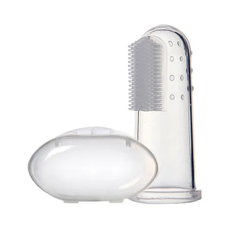 Ortis Silicone Finger Tooth Brush with Carry Case (Color May Vary)