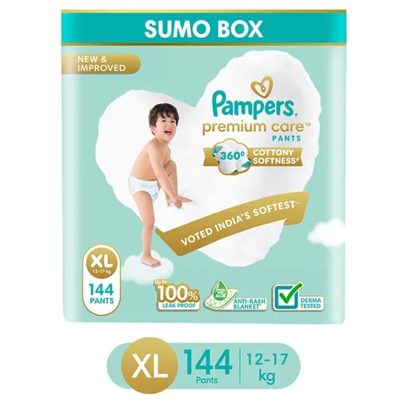 Pampers Premium Care Pants Baby Diapers Extra Large – 144 Pieces