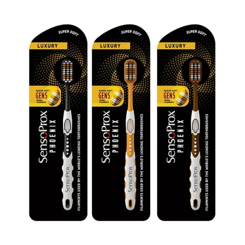 SensoProx Phoenix Toothbrush Pack of 3 – Black & Yellow & Brown