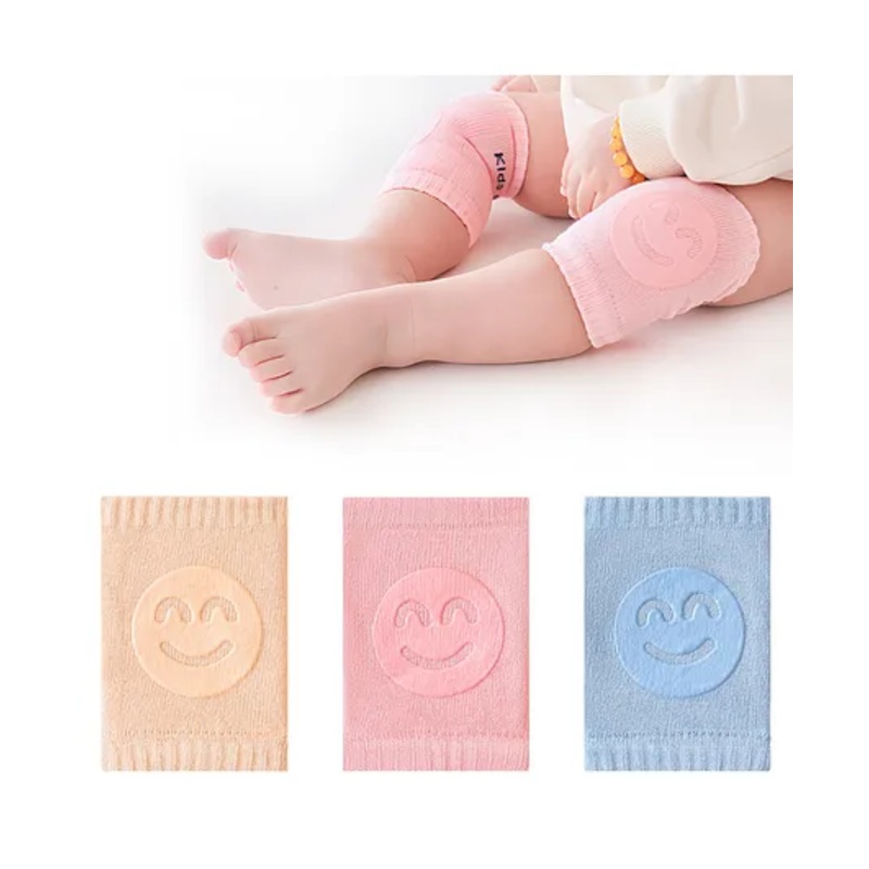 SYGA Pack of 3 Cotton Smiley Knee Pad – Pink Blue & Khaki