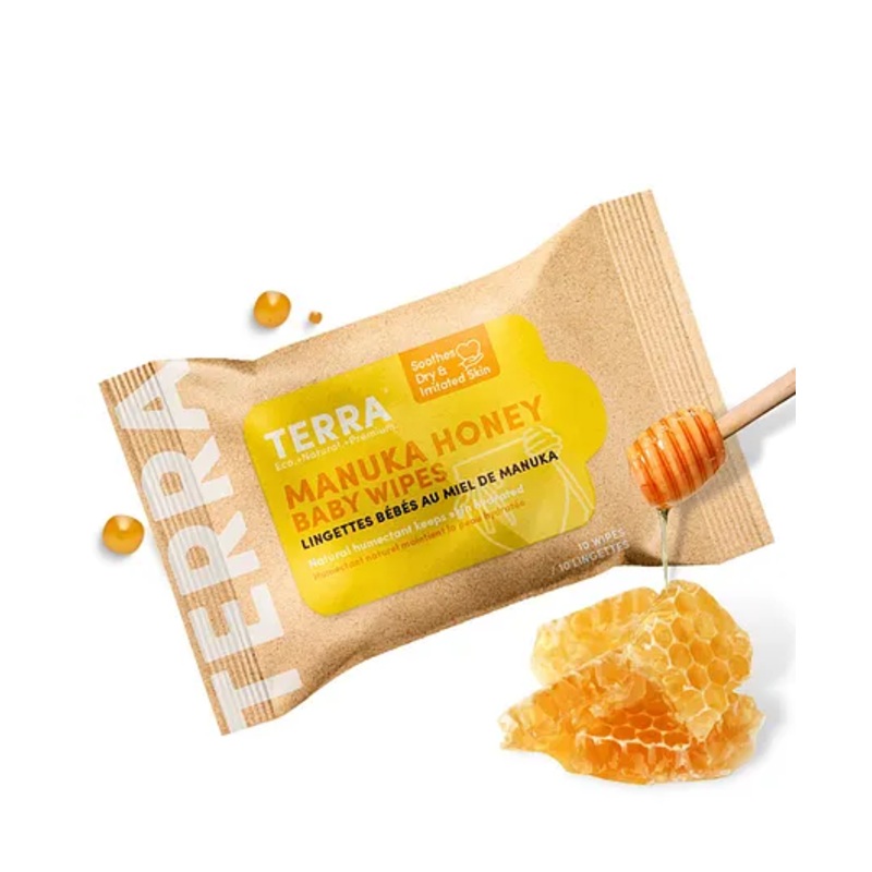 Terra Biodegradable Manuka Honey Organic Baby Wipes Mini Pack of 24 – 240 Pieces