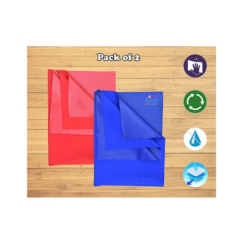 THE LITTLE LOOKERS Quicky Dry Sheets Massage Mats Water Proof Bed Protector Crib Sheets for Baby Large Pack of 2  – Navy Blue Red