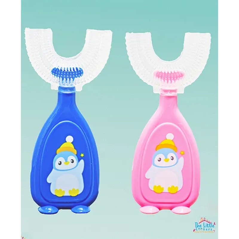 The Little Lookers Soft Sillicone U-Shaped Head 360 Toothbrush Pack Of 2 – Blue Pink (Print May Vary)