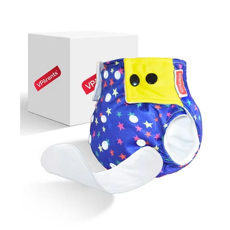 VParents Reusable and Adjustable Cloth Diapers with Ultra Absorbent Insert – Dark Blue