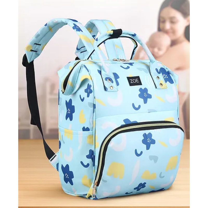 ZOE Blue Blossom Multipurpose Diaper Backpack – Blue
