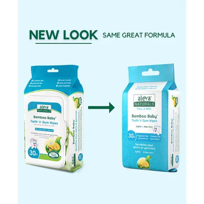 Aleva Naturals Bamboo Baby Tooth & Gum Wipes – 30 Pieces