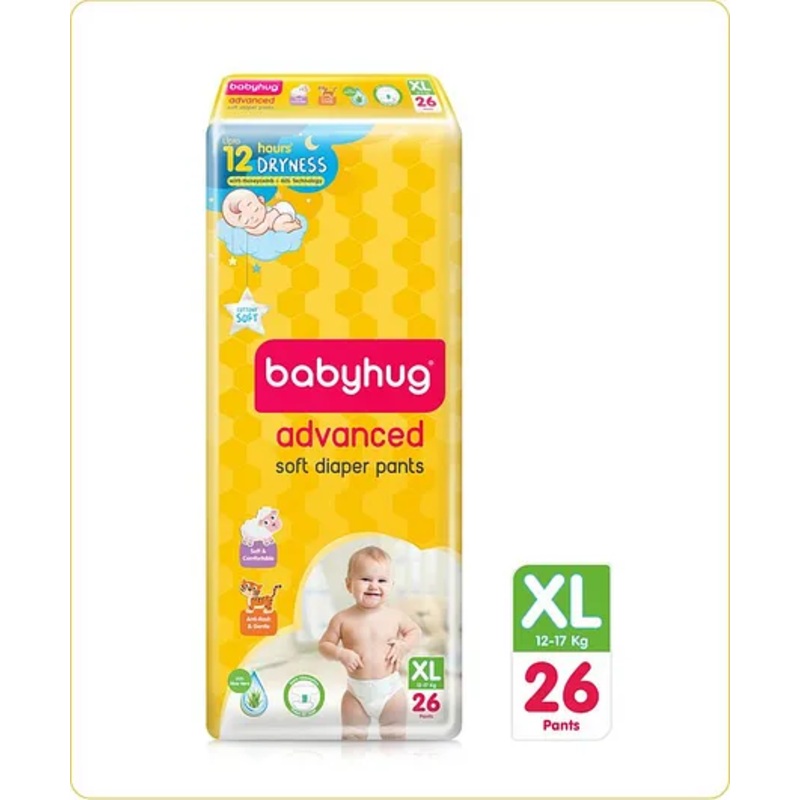 Babyhug Advanced Pant Style Diapers Extra Large (XL) Size   – 26 Pieces
