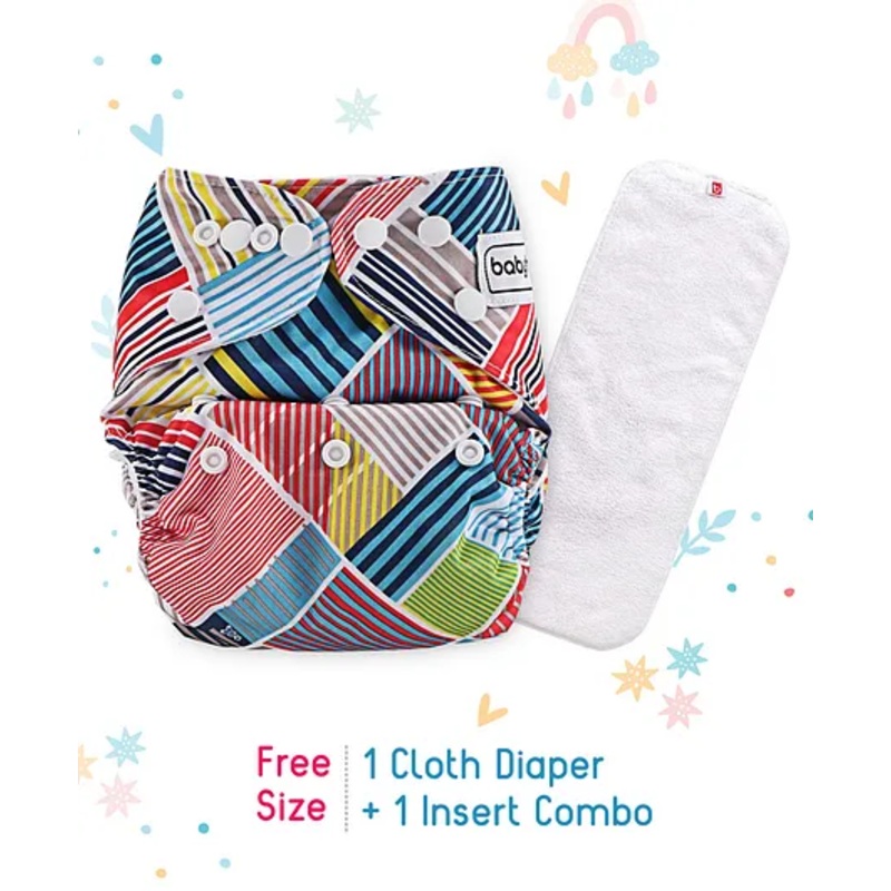 Babyhug Free Size Reusable Cloth Nappies With Insert Stripe Print – Multicolor