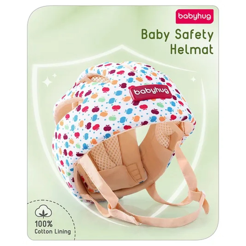 Babyhug Premium Baby Safety Apple Print Helmet – Multicolour